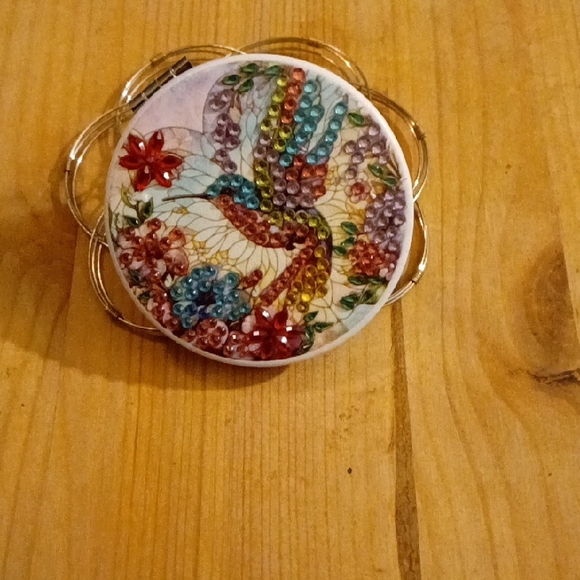 Accessories - Colorful  handcrafHummingbird Magnifying Glass Mirror With Beautiful Gem Accents